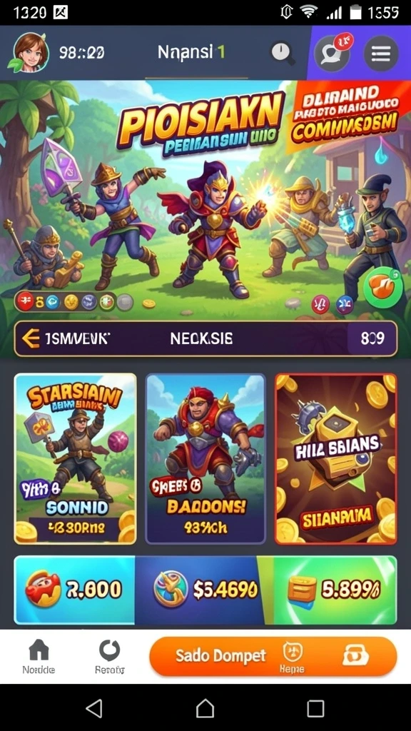 Tampilan utama game dengan berbagai pilihan slot.