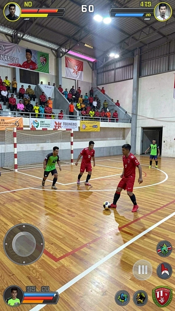 Skrin utama yang menunjukkan karakter dan misi yang tersedia.