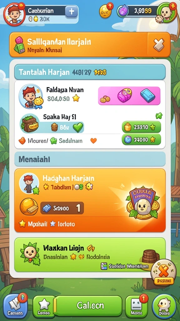 Menu permainan yang bervariasi dan menarik.