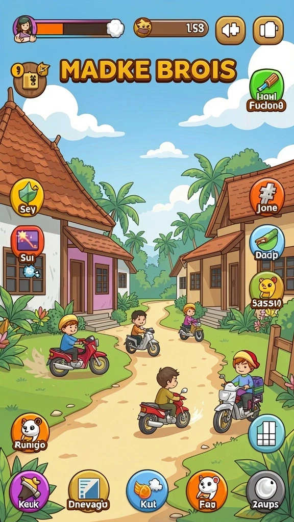 Dasbor permainan dengan berbagai pilihan misi yang menarik.