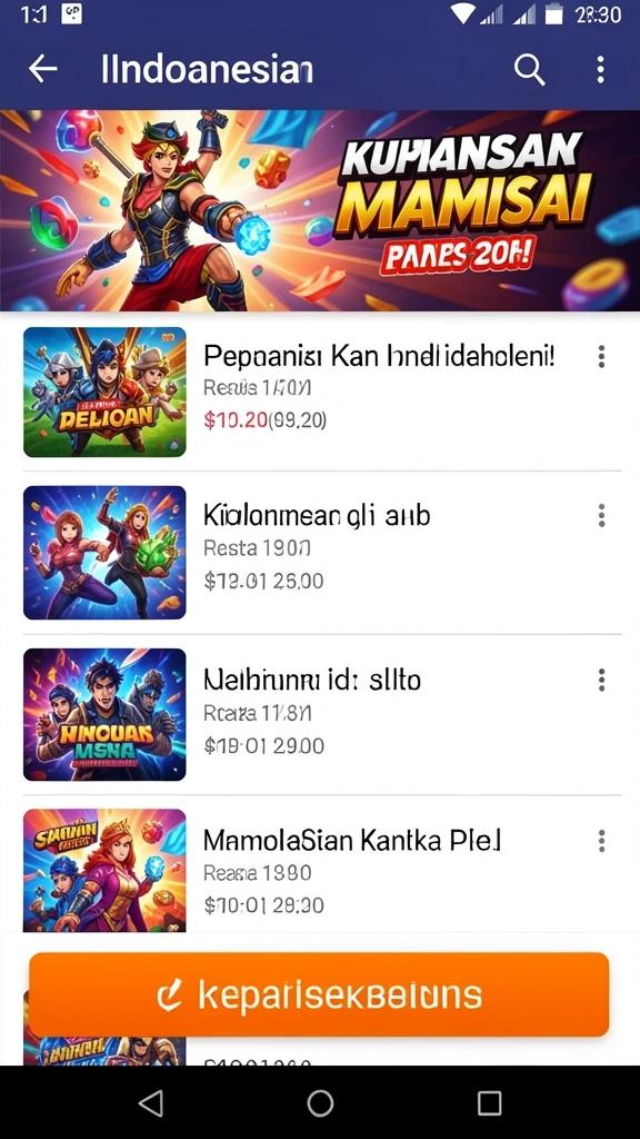 Tampilan awal game yang menarik dan ramah pengguna.