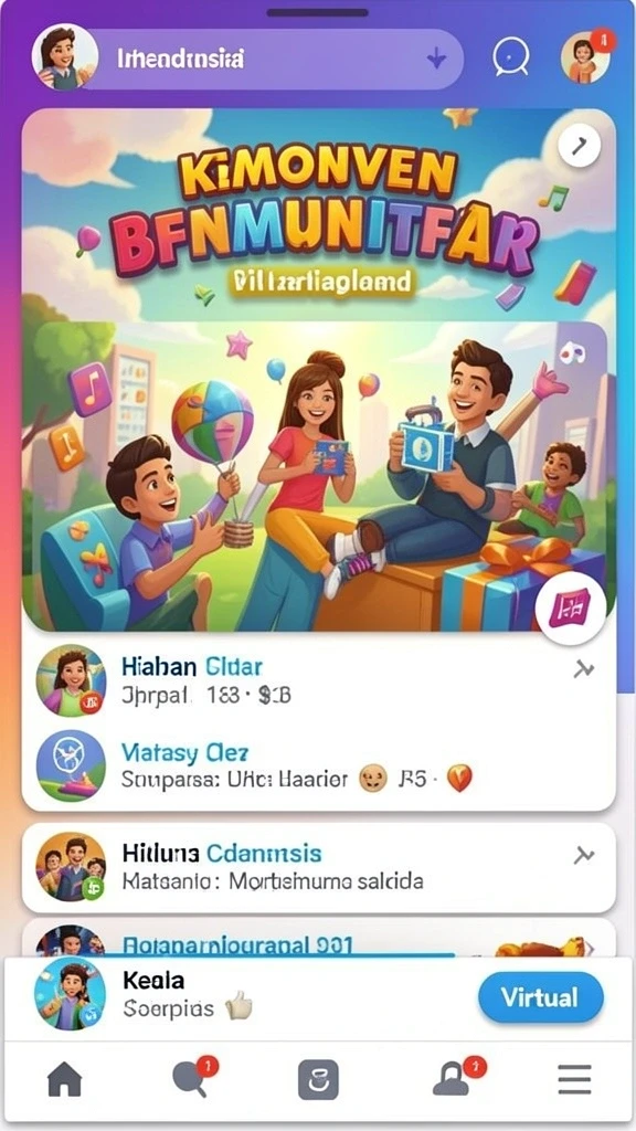 Screenshot memperlihatkan fitur interaksi sosial dengan teman.
